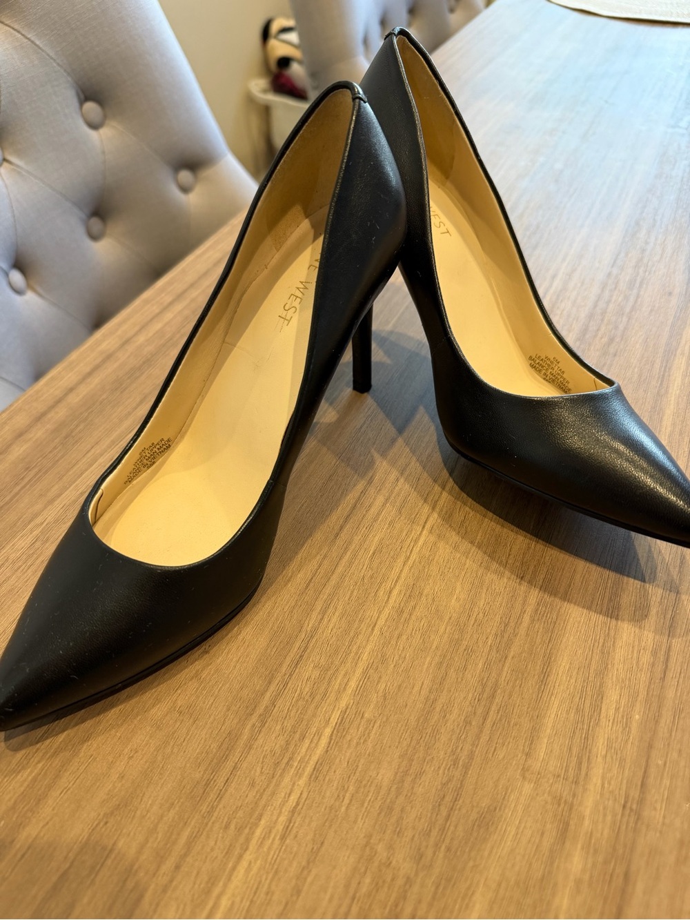 Nine West Black Pointed-Toe Leather Pumps - Picture 3 of 4